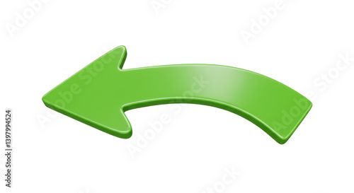 Isolated green curved arrow pointing left