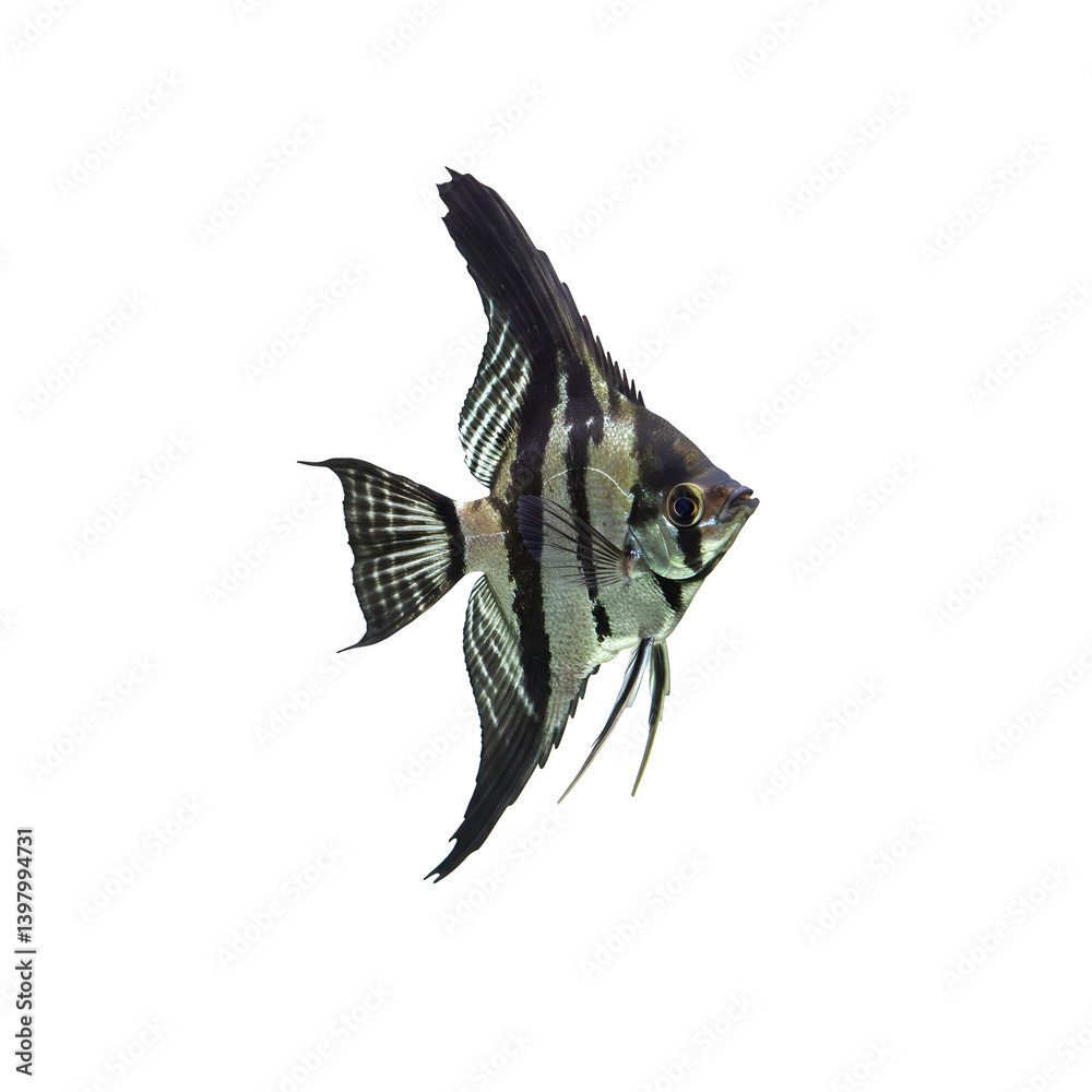 Fototapeta premium A angelfish on a transparent background.