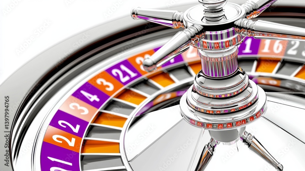 Close-up of a shiny roulette wheel with vibrant colored numbers