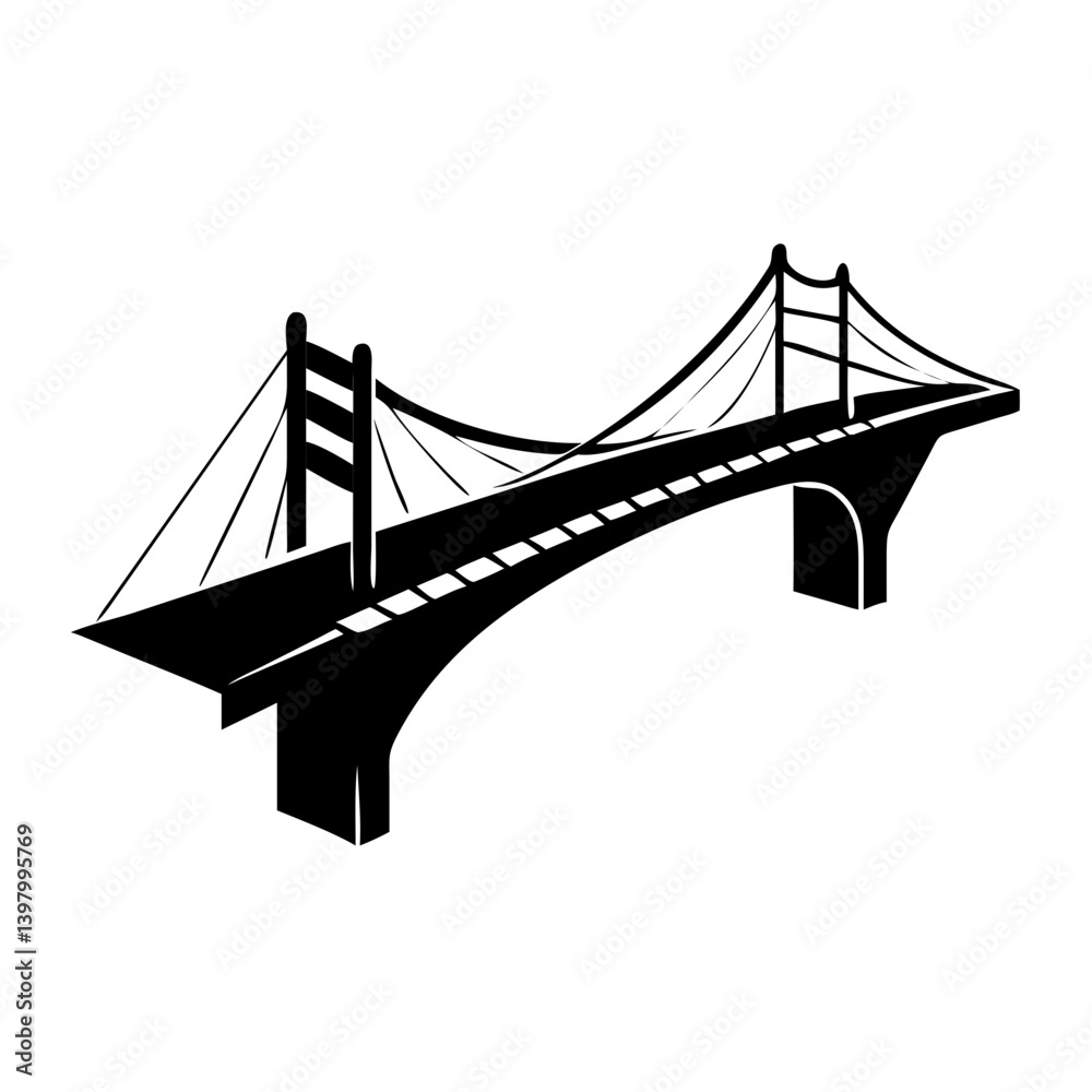 Obraz premium futuristic bridge icon, futuristic bridge silhouette vector illustration-simple silhouette illustration of futuristic bridge, perfect for futuristic bridge logos and icons