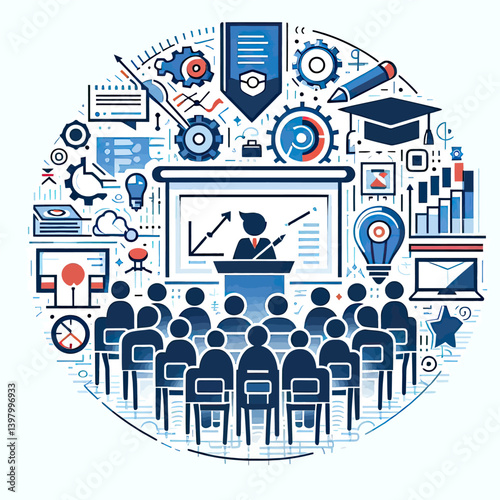Abstract and artistic vector file of holding a seminar