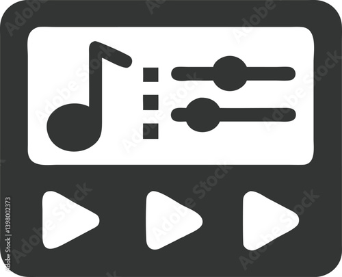 Flat music player interface with volume control transparent background icon design