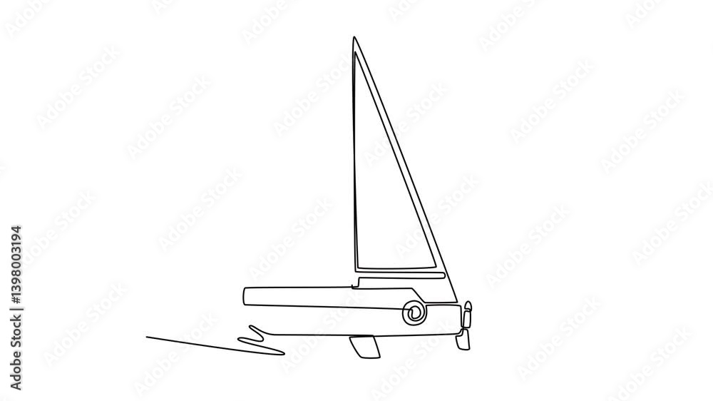 Sea transportation concept. Single line draw design. Full length animation illustration. High quality 4k footage