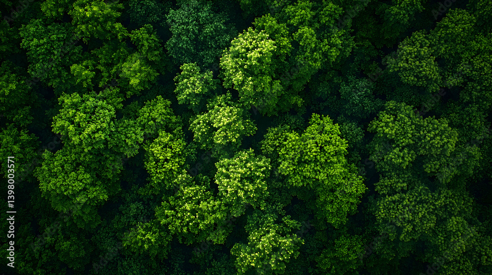 Naklejka premium Dense Forest Canopy Aerial View