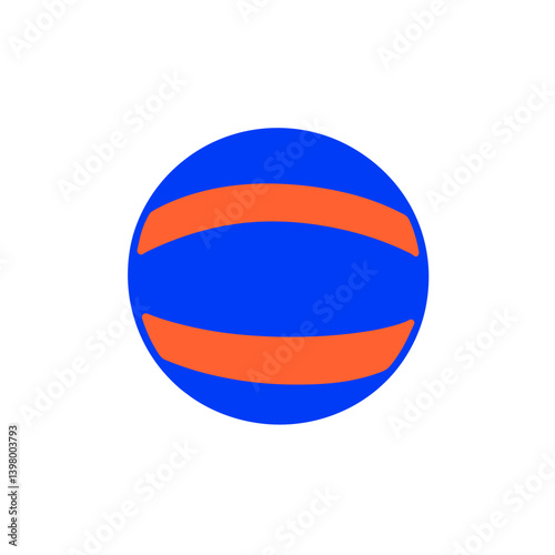 Colorful Blue and Orange Basketball Icon on White Background  