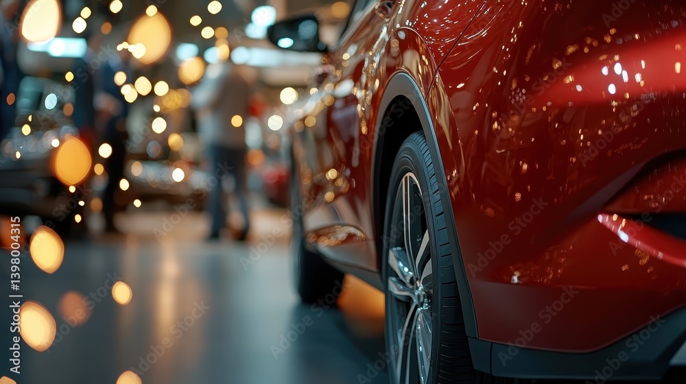 This close-up shot of a stylish red car showcases its sleek design and shiny tires, set against a blurred background that highlights the automotive beauty and craftsmanship. This close-up shot of a stylish red car showcases its sleek design and shiny tires, set against a blurred background that highlights the automotive beauty and craftsmanship.