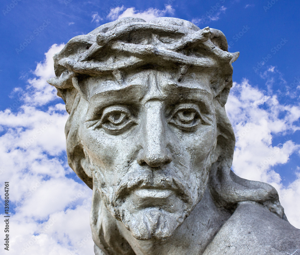 Obraz premium Jesus Christ under the weight of the cross. The suffering and death of God 