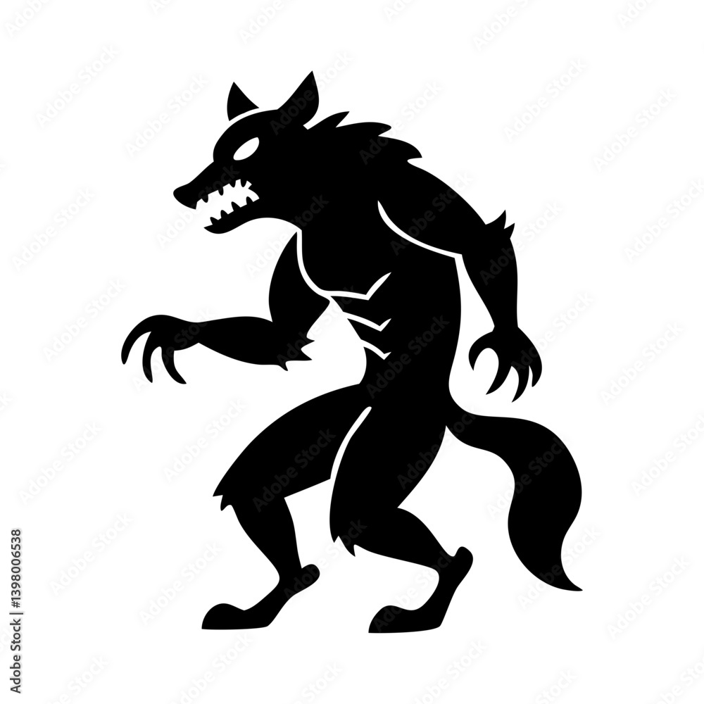 Obraz premium werewolf icon, werewolf silhouette vector illustration-simple silhouette illustration of werewolf, perfect for werewolf logos and icons