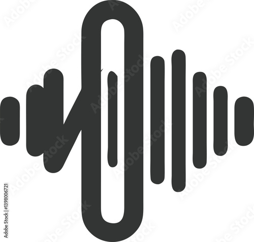 Minimal Audio Wave Silhouette on Transparent Background for Representation