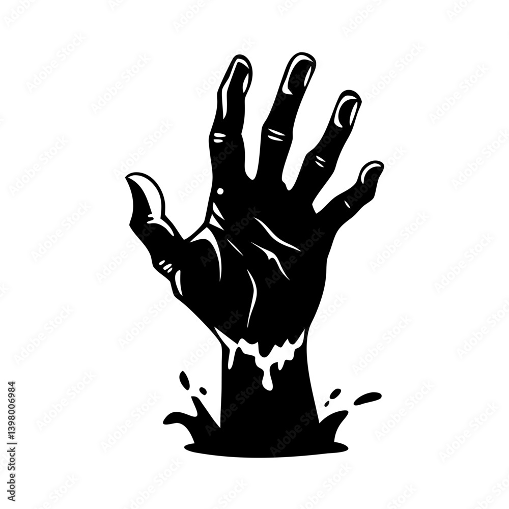 Obraz premium zombie hand icon, zombie hand silhouette vector illustration-simple silhouette illustration of zombie hand, perfect for zombie hand logos and icons
