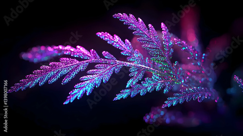 Abstract Glowing Fern Leaf Design