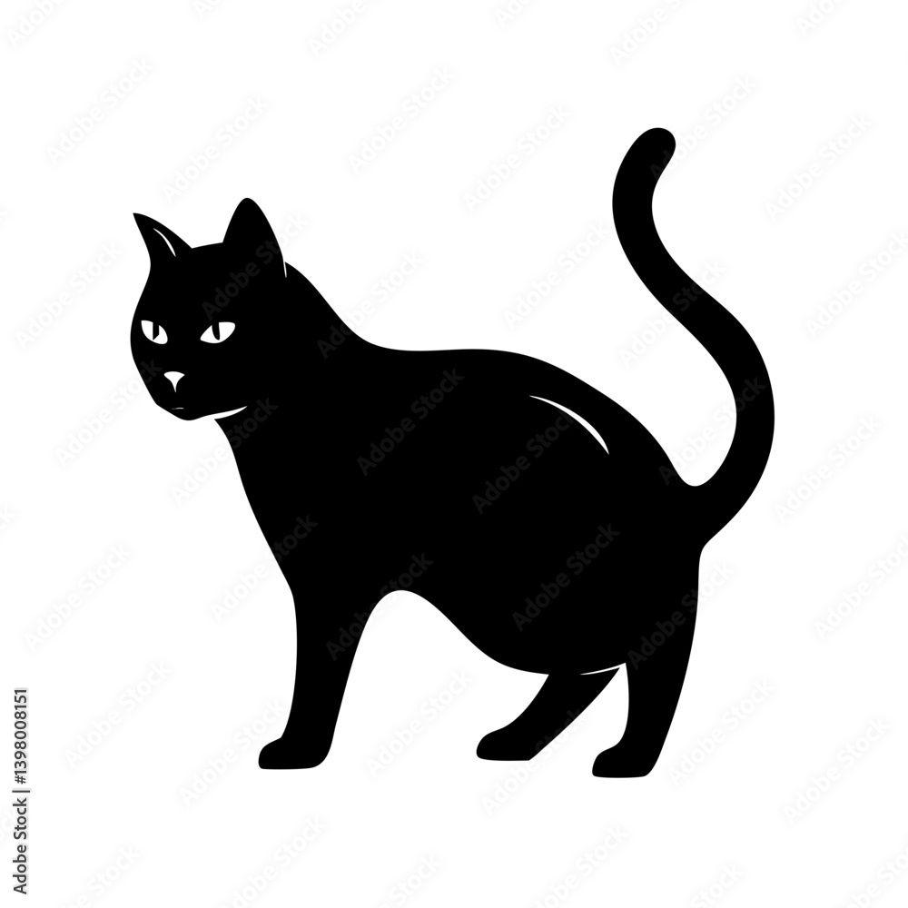 Obraz premium black cat icon, black cat silhouette vector illustration-simple silhouette illustration of black cat, perfect for black cat logos and icons