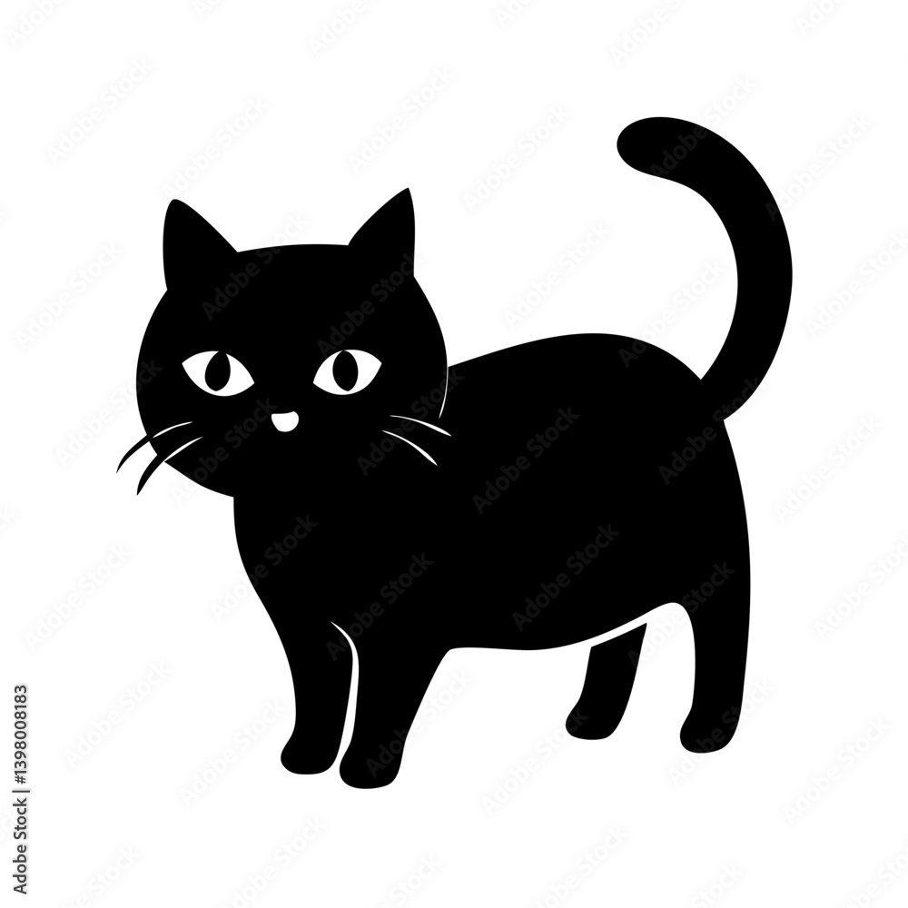 Obraz premium black cat icon, black cat silhouette vector illustration-simple silhouette illustration of black cat, perfect for black cat logos and icons