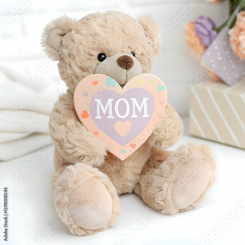  cute teddy bear holding a heart  mother s Day gift love affection for mom
