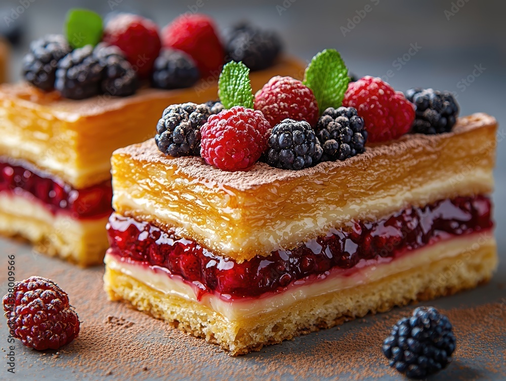 Delicious Raspberry and Blackberry Puff Pastry Cake Delicious Raspberry and Blackberry Puff Pastry Cake