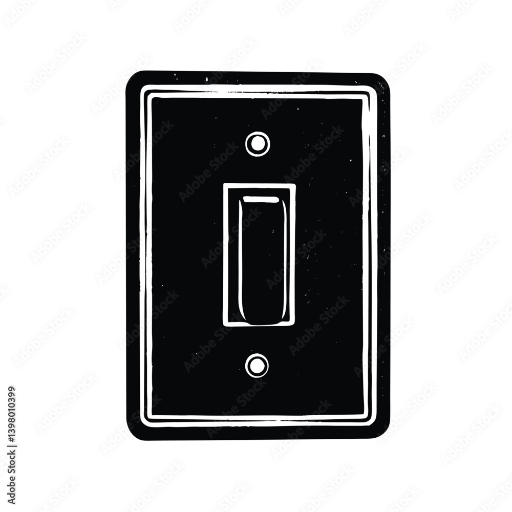 Black And White Vector Illustration Of A Standard Light Switch Black And White Vector Illustration Of A Standard Light Switch