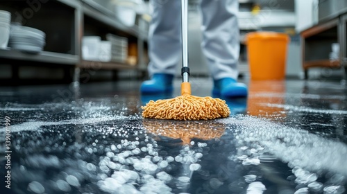 Commercial kitchen floor cleaning photo