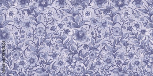 Delicate floral pattern in soft blue tones with intricate details.