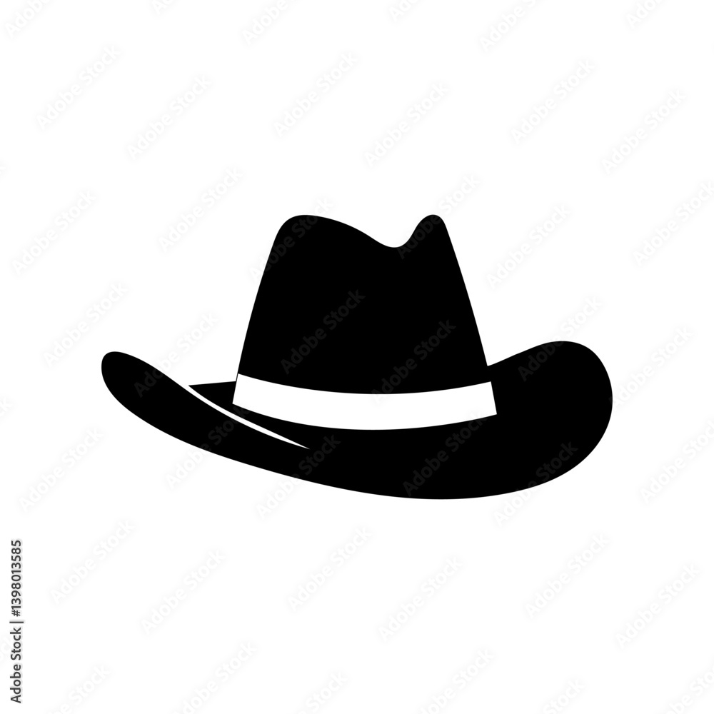 Cowboy Hat Vector Silhouette Isolated on White Background Cowboy Hat Vector Silhouette Isolated on White Background