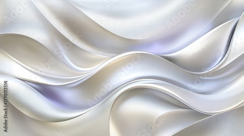 Abstract image with smooth, flowing curves in silver and shades of purple