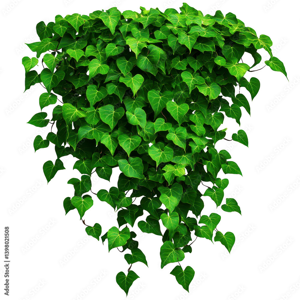 lush cluster of vibrant green heart shaped leaves cascades downward, creating natural and refreshing appearance. dense foliage suggests thriving plant, ideal for adding greenery to any space lush cluster of vibrant green heart shaped leaves cascades downward, creating natural and refreshing appearance. dense foliage suggests thriving plant, ideal for adding greenery to any space