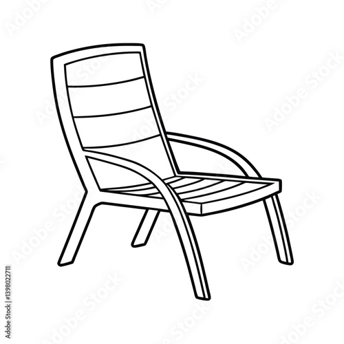 Outline Illustration Of Modern Outdoor Lounge Chair On White Background