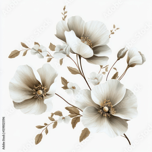 white flowers on a white background