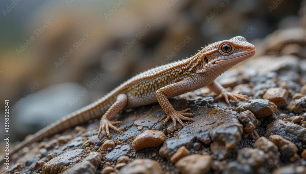 Desert-toned Lizard Perched on Rocky Terrain Desert-toned Lizard Perched on Rocky Terrain