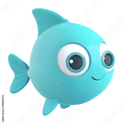 PNG Bright light blue fish illustration character creature.
