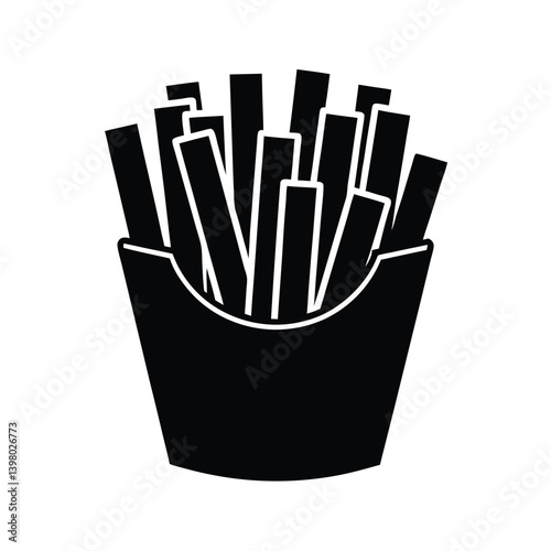 Minimalist Black And White French Fries Icon Illustration For Fast Food Concepts
