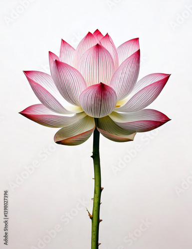 Lotus flower painted with ink and color technique