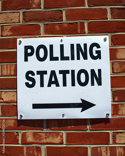 Polling Station Sign on a Brick Wall