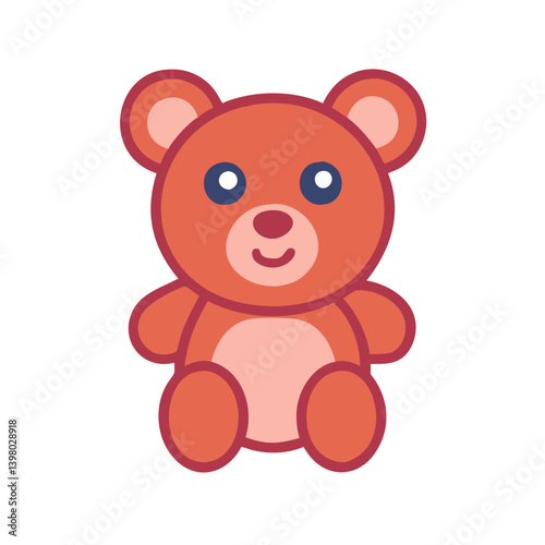 Cute teddy bear icon in bright colors for playful designs  
