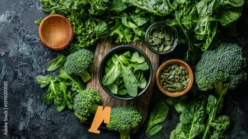 A green leafy vegetable chart showing vitamin K sources.