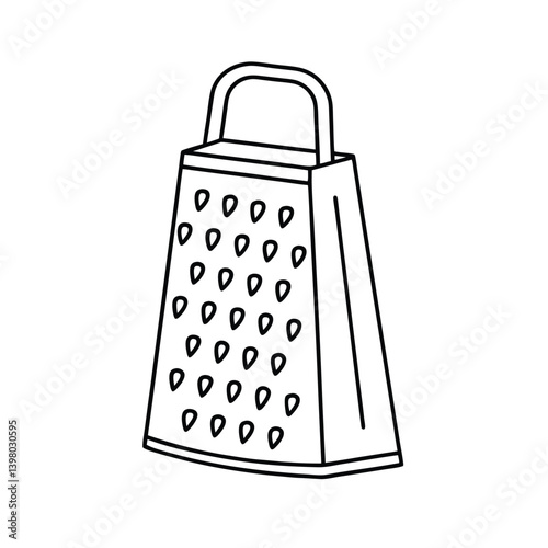 Hand Drawn Kitchen Grater Utensil Line Art Illustration Simple Grating Tool