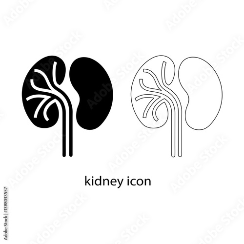 Kidney Icon in Outline and Solid Style