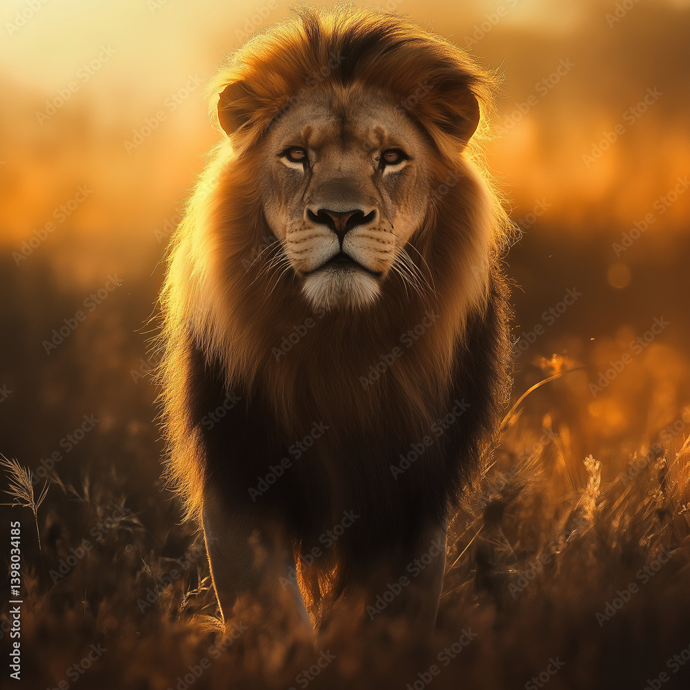 Fototapeta premium **lion standing in the meadow 