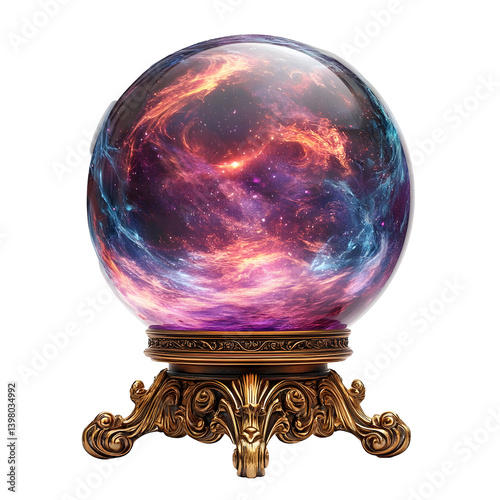 Cosmic Nebula 3D Glass Ball Illustration