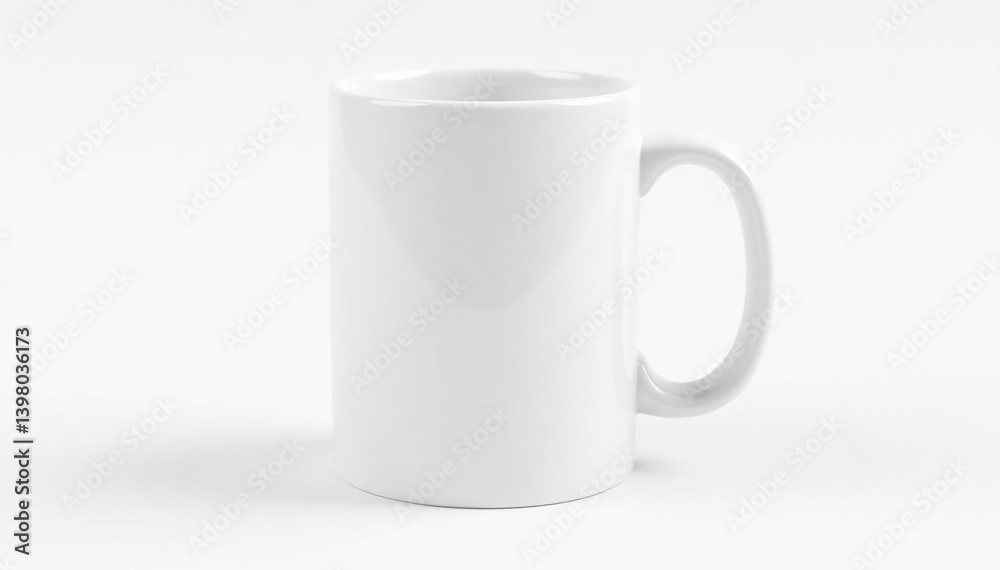 Obraz premium One white ceramic mug isolated on white backdrop, classic, drinkware