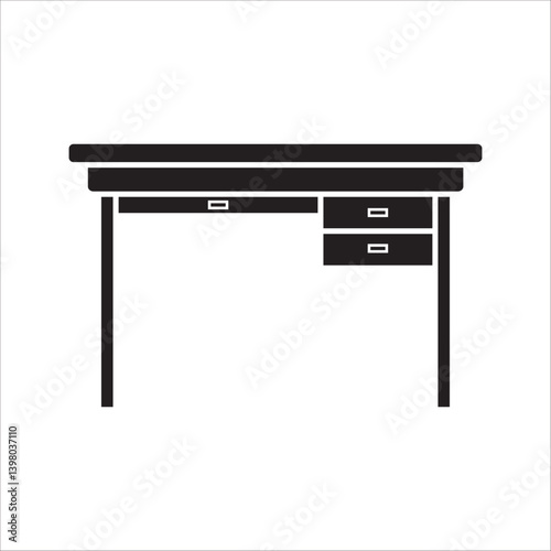 desk icon flat filled vector symbol on white background