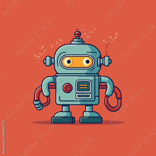 Robotic gas isolated red background 