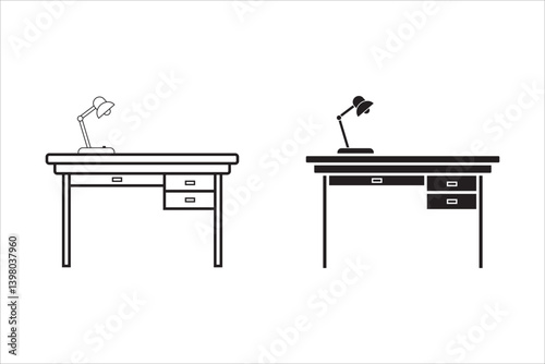 desk icon flat filled vector symbol on white background