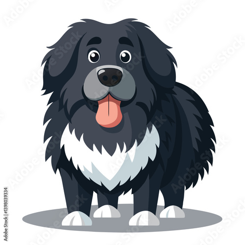 Cute newfoundland dog cartoon flat design isolated on white background