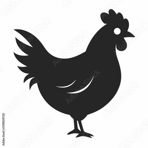 new style silhouette of hen on white background