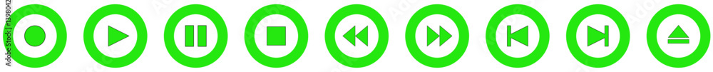 green simple player buttons 