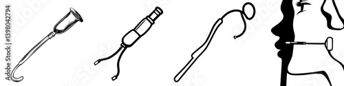 Vector hand drawn medical tools and equipment for healthcare illustration showcasing various instruments used in examinations and treatment