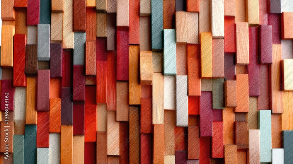 A vibrant mosaic of wood panels in various colors and textures, creating a visually striking and artistic wall display. A vibrant mosaic of wood panels in various colors and textures, creating a visually striking and artistic wall display.
