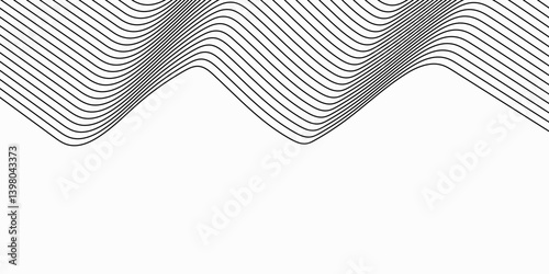 Trendy geometric line background. Motion line art backdrop design, black and white colors. Dynamic abstract background with lines