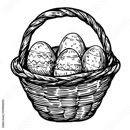 Decorative basket filled with colorful hand-painted eggs for celebration and joy