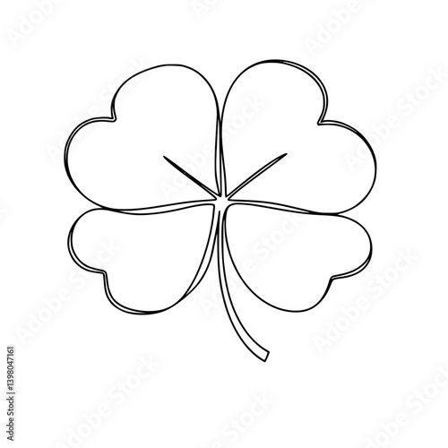 Hand-drawn vector illustration of a four-leaf clover symbolizing luck and good fortune